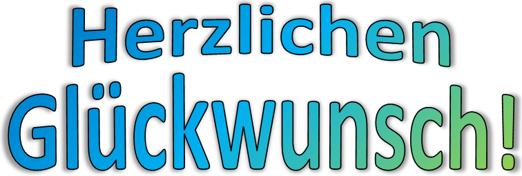 WordArt-Schriftzug "Herzlichen Glückwunsch!"