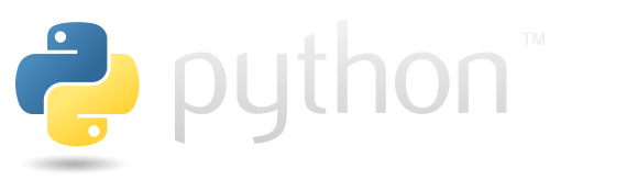 Logo der Programmiersprache Python Links im Bild sind zwei ineinander verschlungene Schlangen abgebildet, eine in Blau und eine in Gelb. Rechts daneben steht in grauer Schrift das Wort "python".